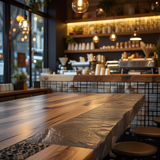 Premium materials in flexible café design Melbourne