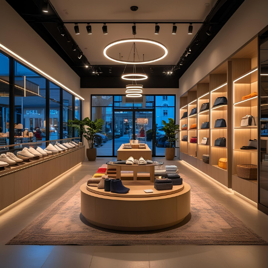 Retail space with accent lighting and ambient mood lighting highlighting design psychology