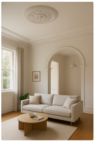 Architectural features in your home – ceiling rose and skirting detail