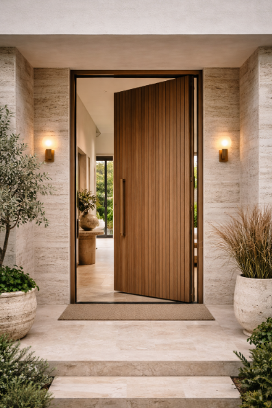 Modern entrance with nature accents design trend 2026