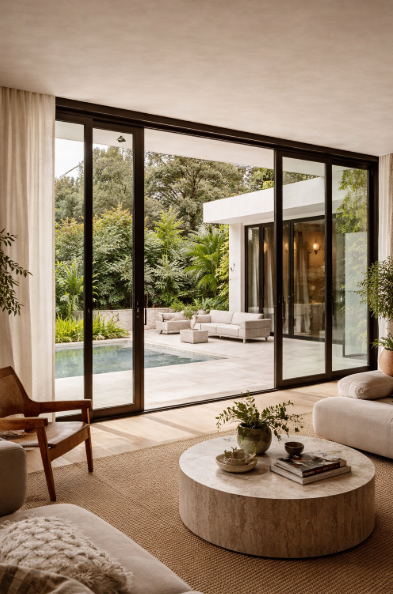 Modern living space with outdoor flow design trend 2026